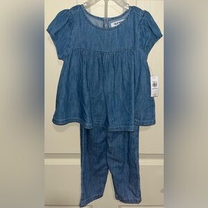 NWT Old Navy Blue Denim Peplum Top and Pant Set